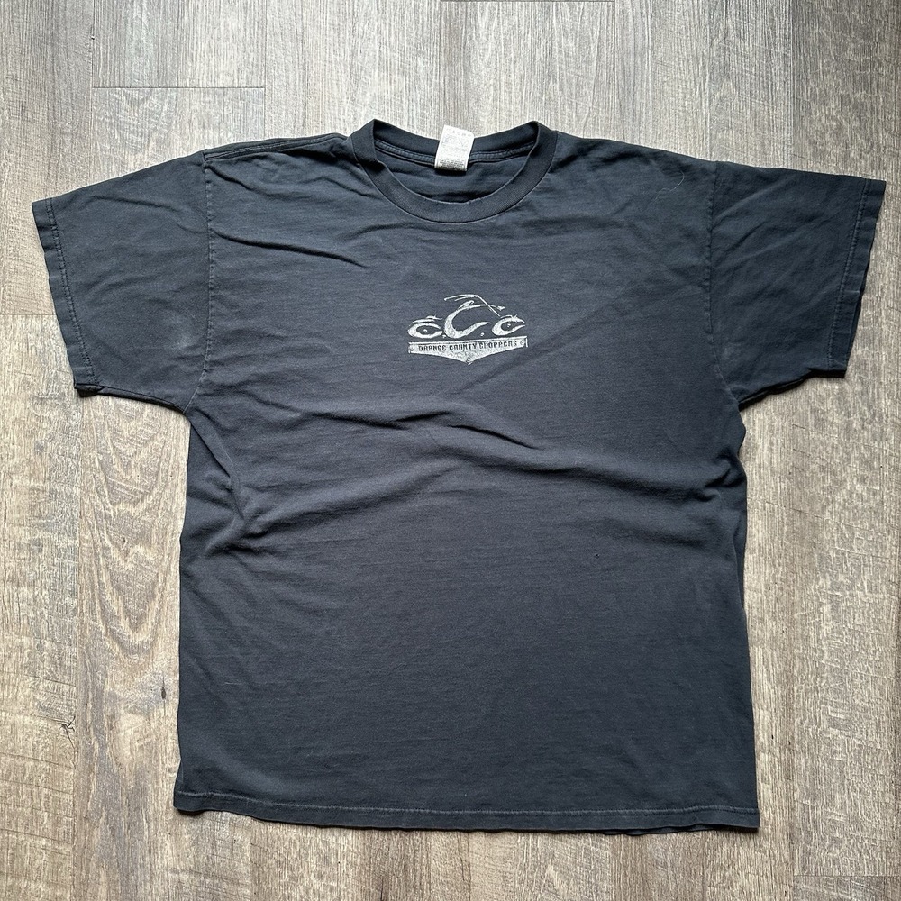 Orange County Choppers Shirt Mens XL Motorcycle 2003 Graphic Tee Black y2k Faded